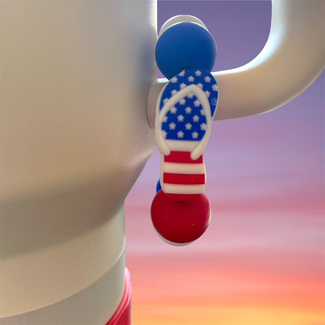 Handle Charm, 4th of July, FOJ Flip Flop, Red, White and Blue