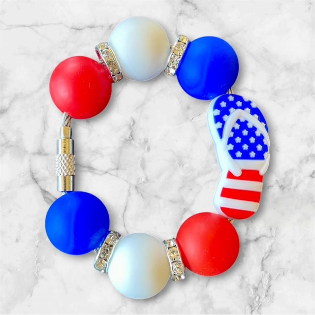 Handle Charm, 4th of July, FOJ Flip Flop, Red, White and Blue
