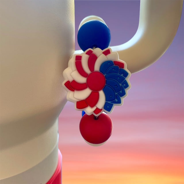 Handle Charm, 4th of July, FOJ Flower, Red, White and Blue