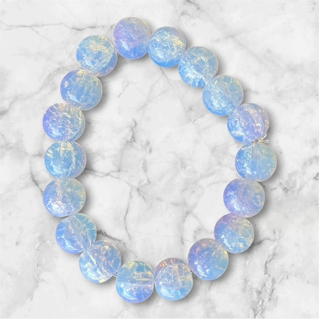 Glass Bead Bracelets, Small, Multicolored Crackle Beads