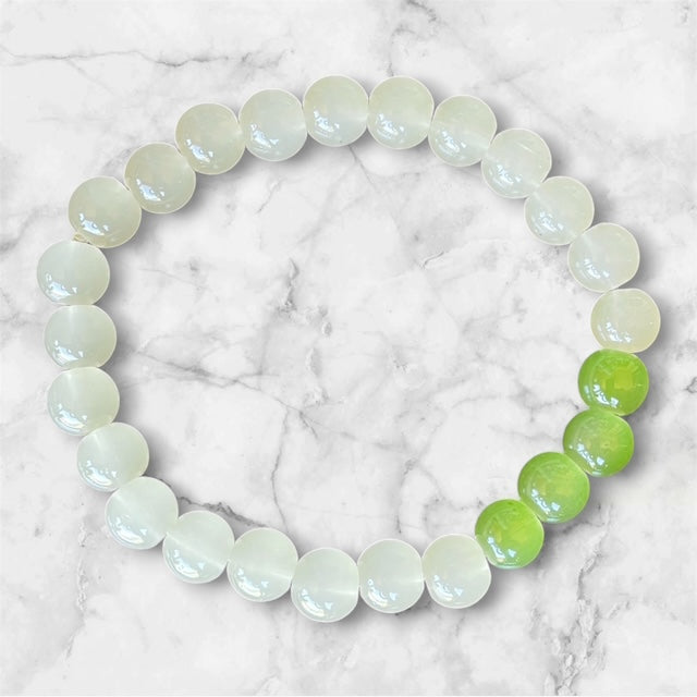 Glass Bead Bracelets, Two Toned Green Beads