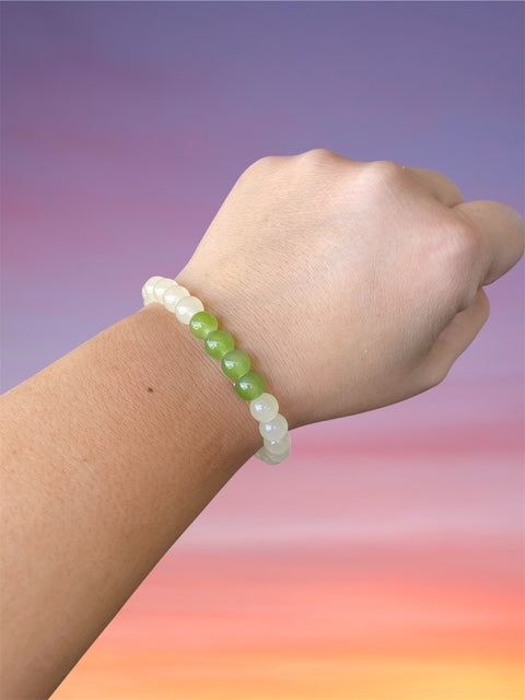 Glass Bead Bracelets, Two Toned Green Beads