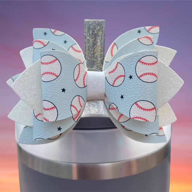 Leather Bow, Sport Bow, Baseball with White