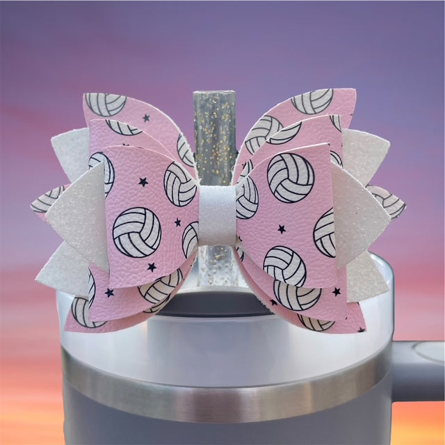 Leather Bow, Sport Bow, Volleyball with White