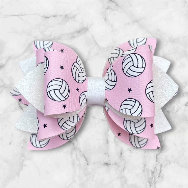 Leather Bow, Sport Bow, Volleyball with White