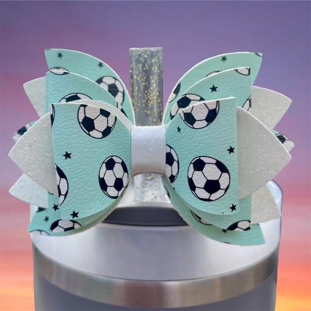 Leather Bow, Sport Bow, Soccer ball With White