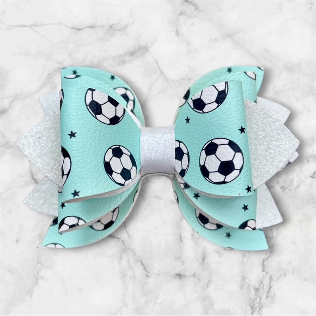 Leather Bow, Sport Bow, Soccer ball With White