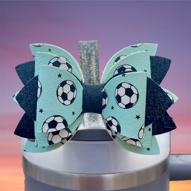 Leather Bow, Sport Bow, Soccer ball With Black