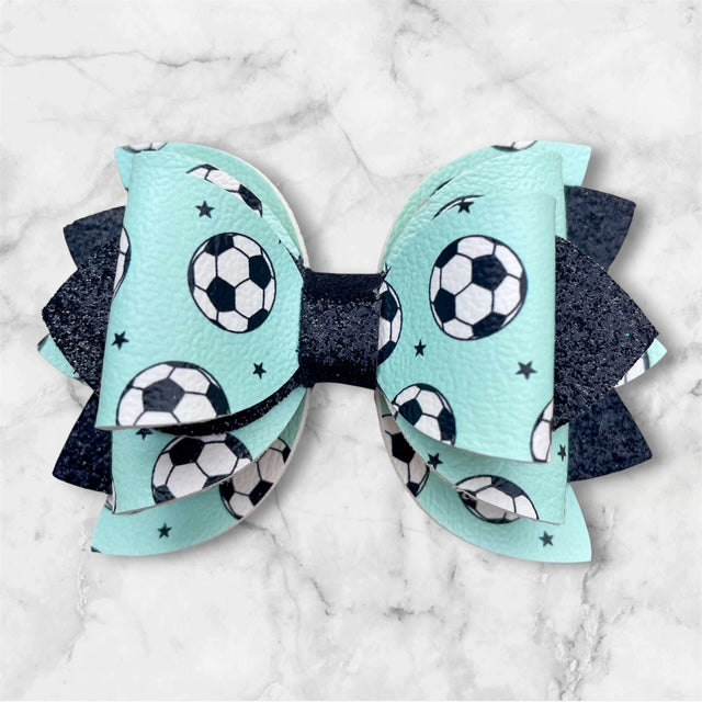 Leather Bow, Sport Bow, Soccer ball With Black