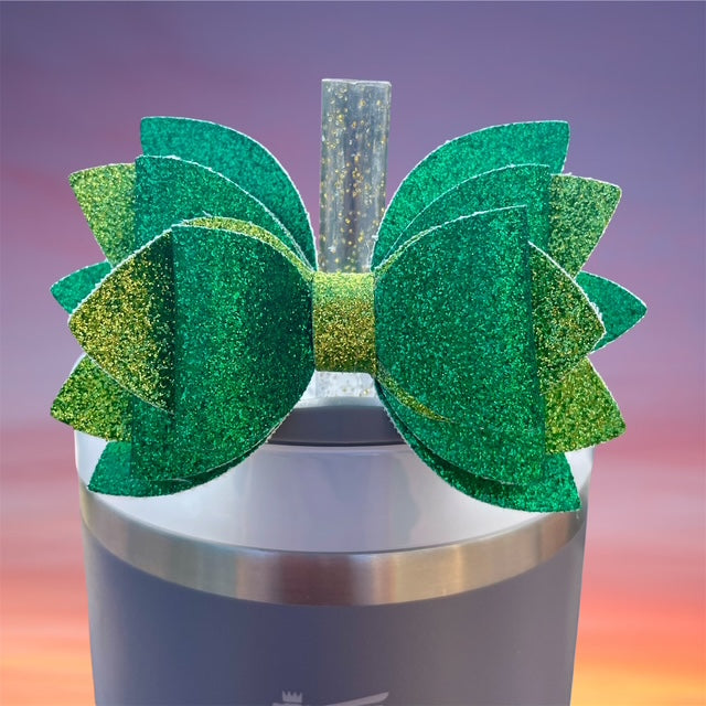 Leather Bow, Glitter Bow, Two Tone Green