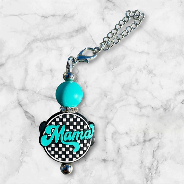 Straw Charm, Checker Round, Teal Mama