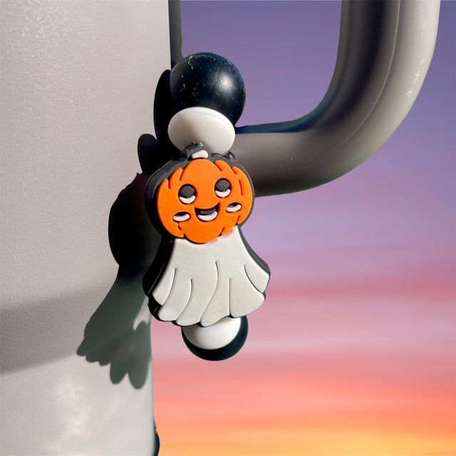Handle Charm, Halloween Jack-O-Lantern Ghost