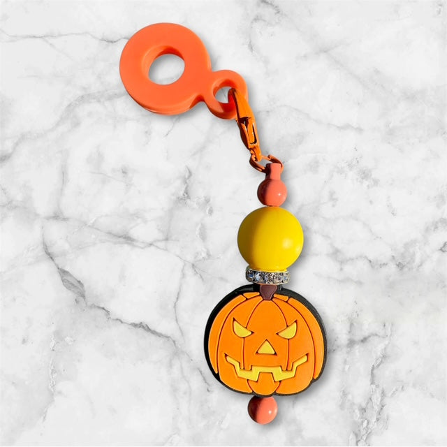 Straw Charm, Halloween Jack-O-Lantern, Orange and Black