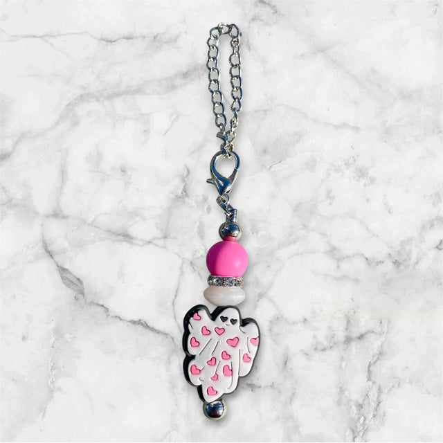 Straw Charm, Halloween Ghost, Pink Hearts