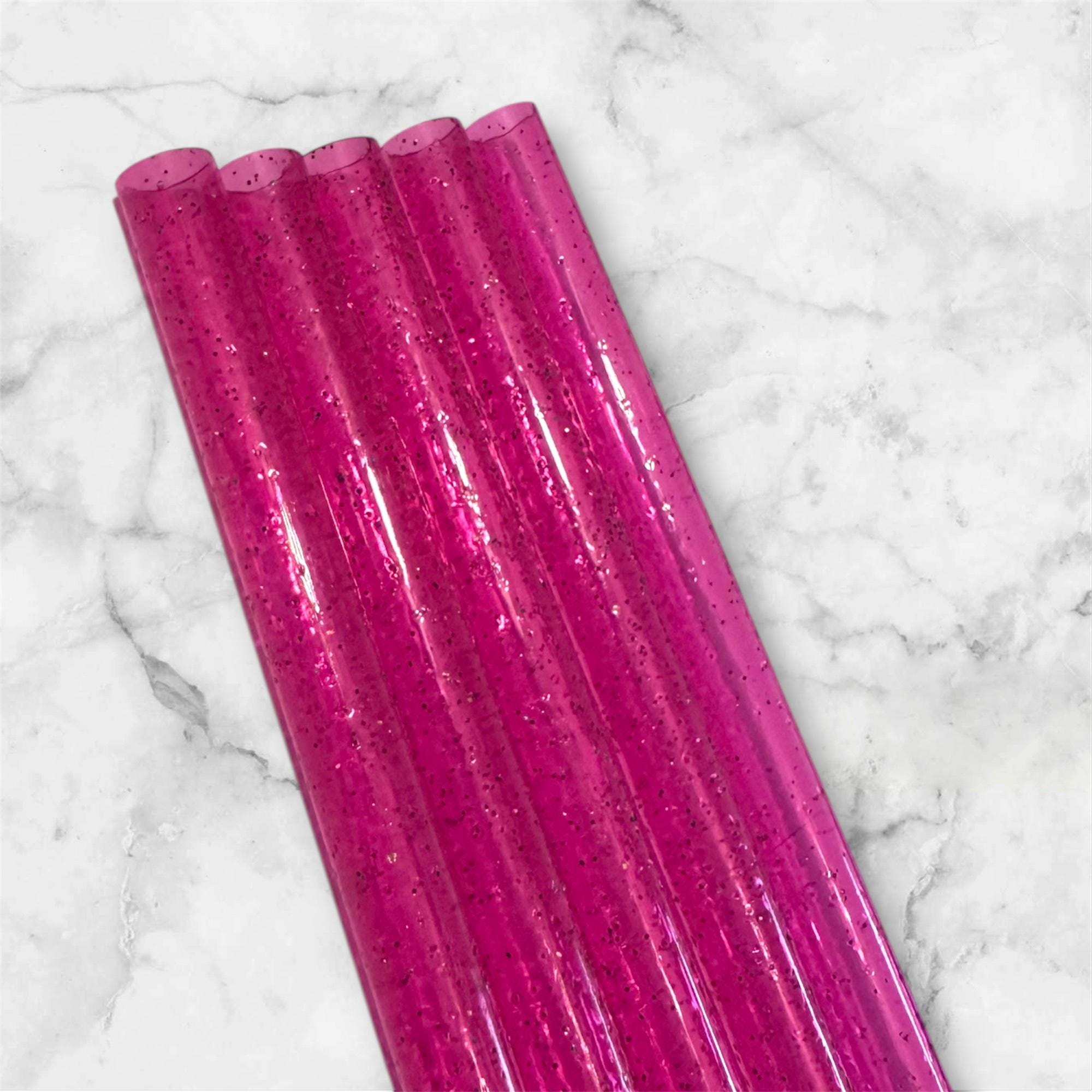Hot Pink Glitter Tumbler Straw