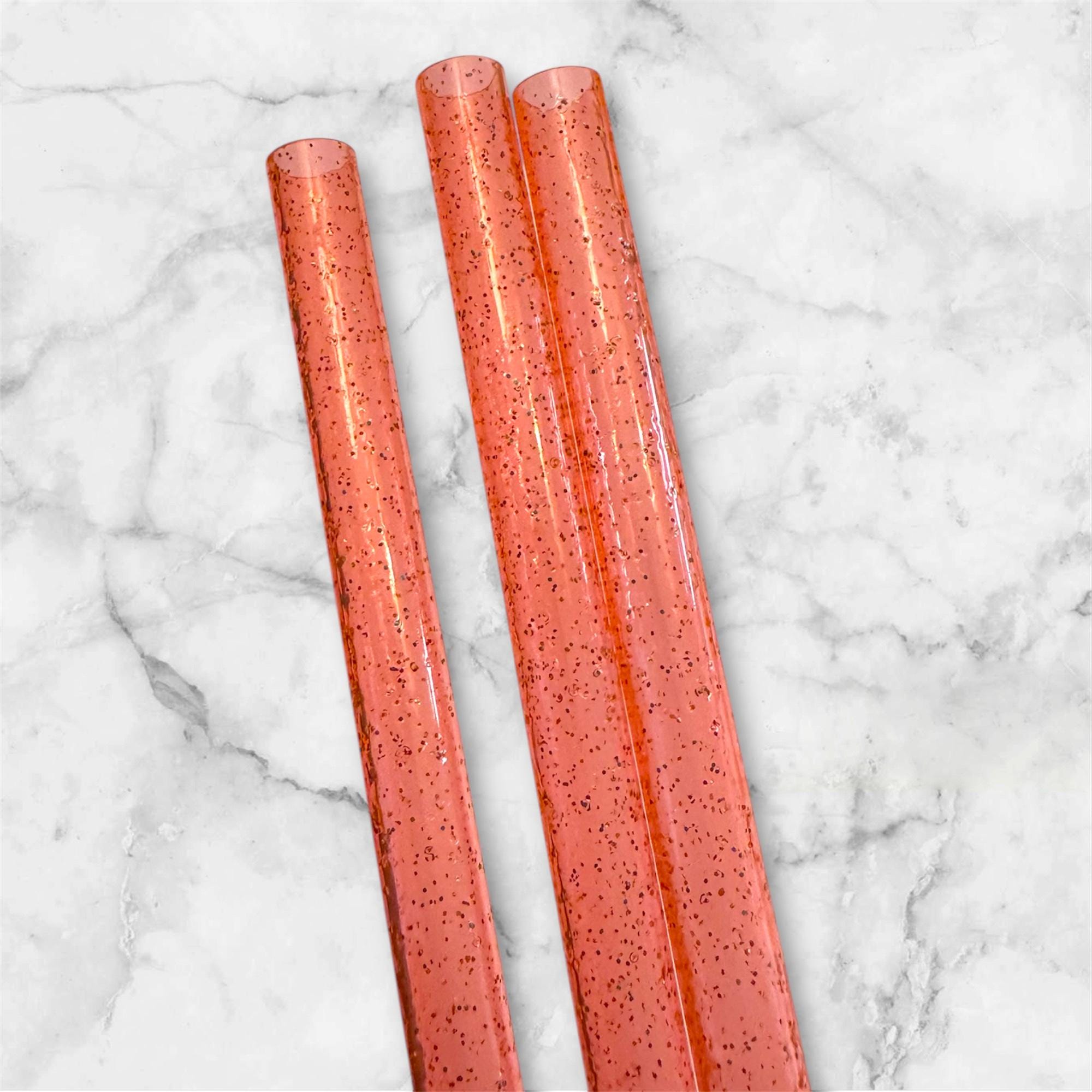 Orange Glitter Tumbler Straw