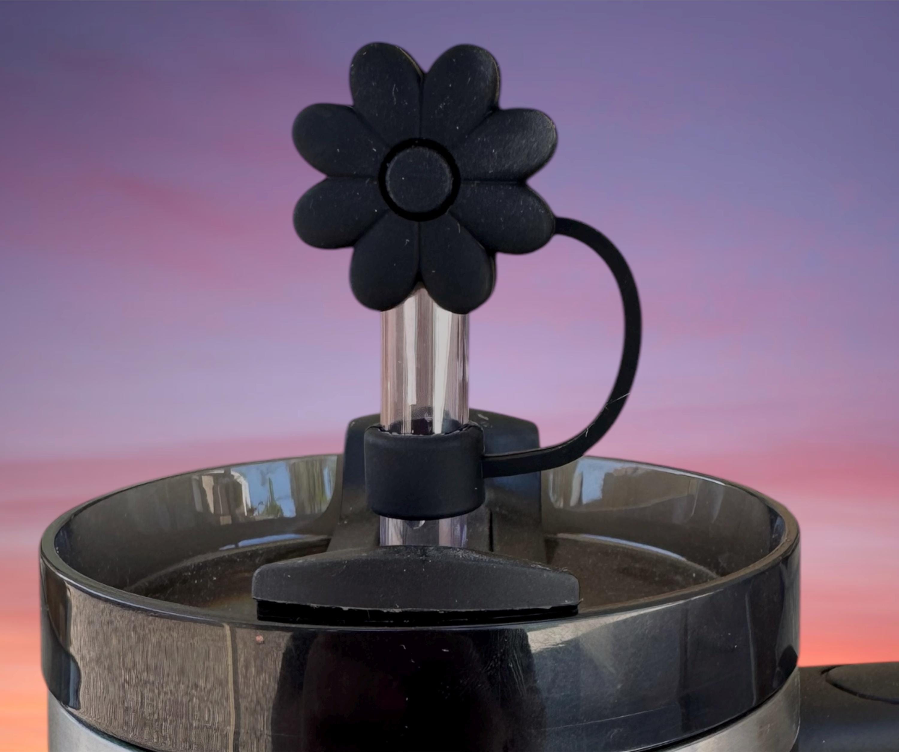 Black Daisy Straw Topper