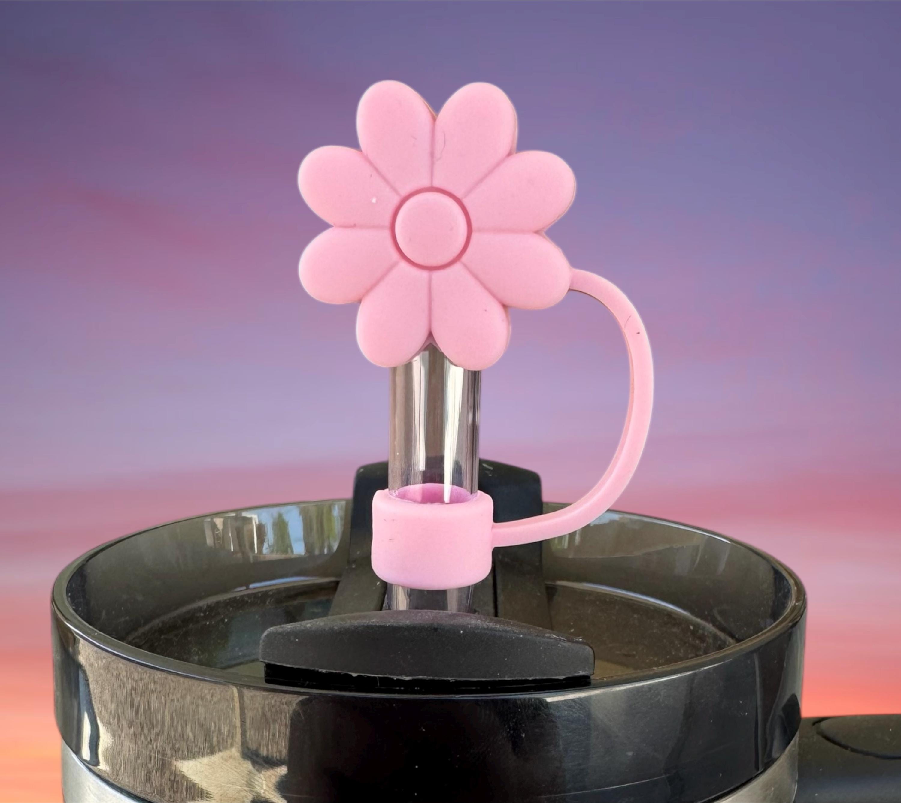 Light Pink Daisy Straw Topper