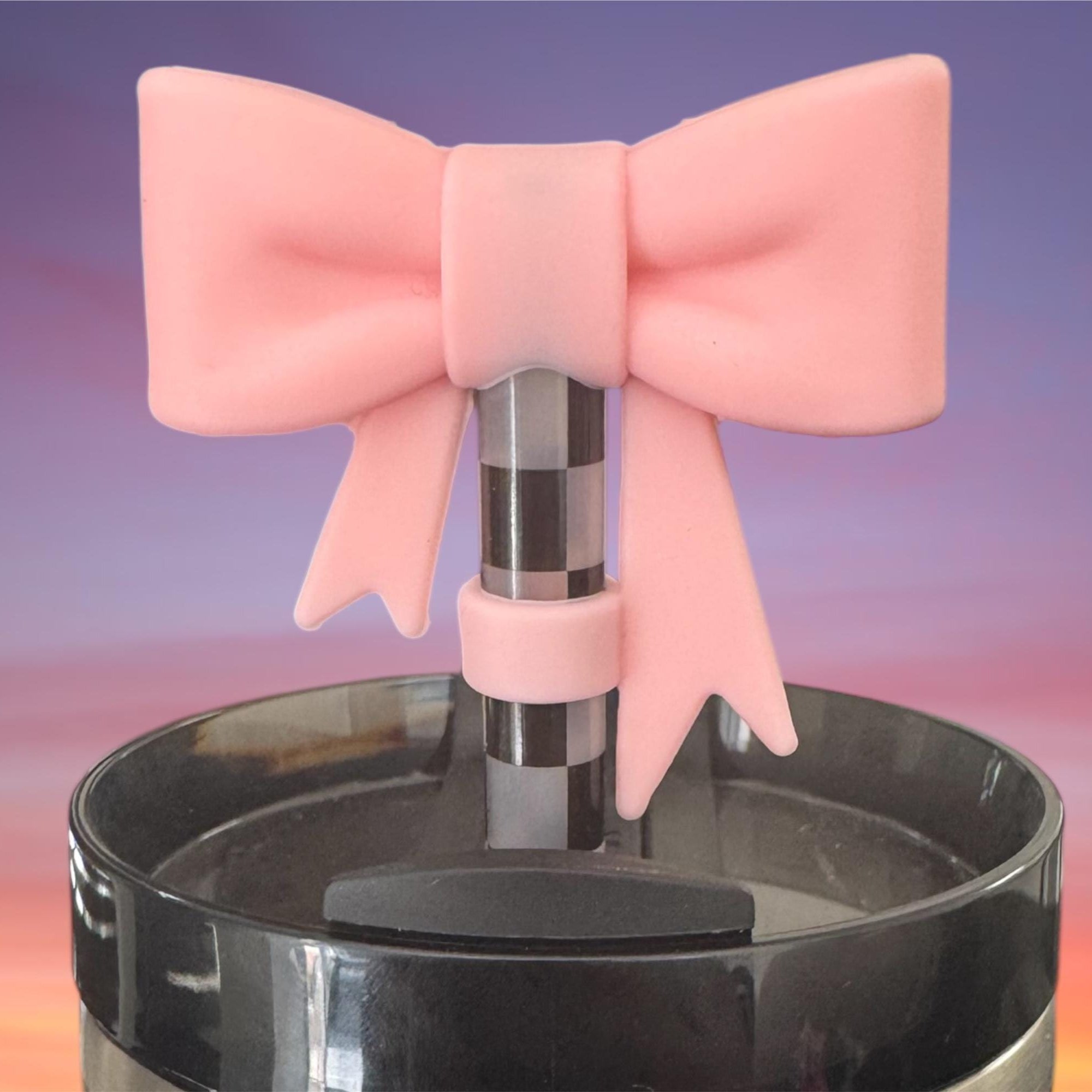 Big Bow Straw Topper, Pastel Pink