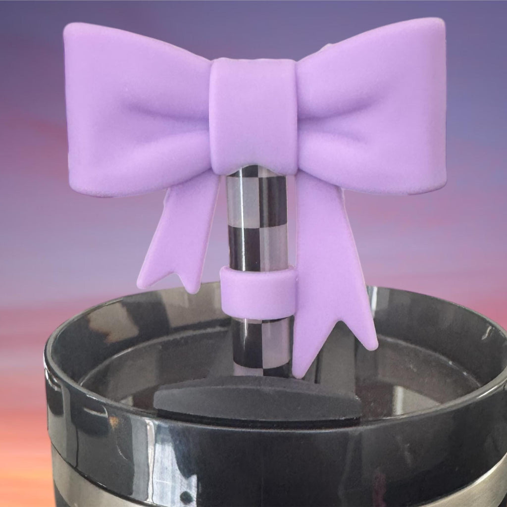 Big Bow Straw Topper, Pastel Purple