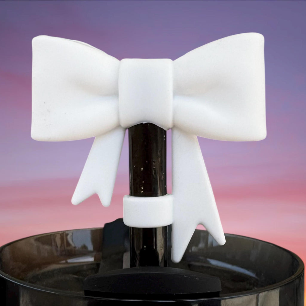 Big Bow Straw Topper, White