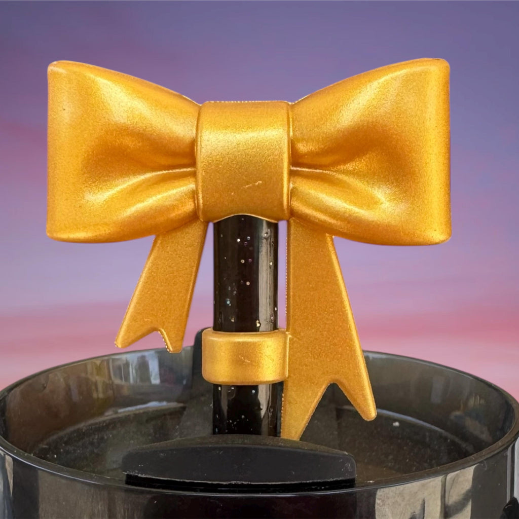 Big Bow Straw Topper, Metallic Gold
