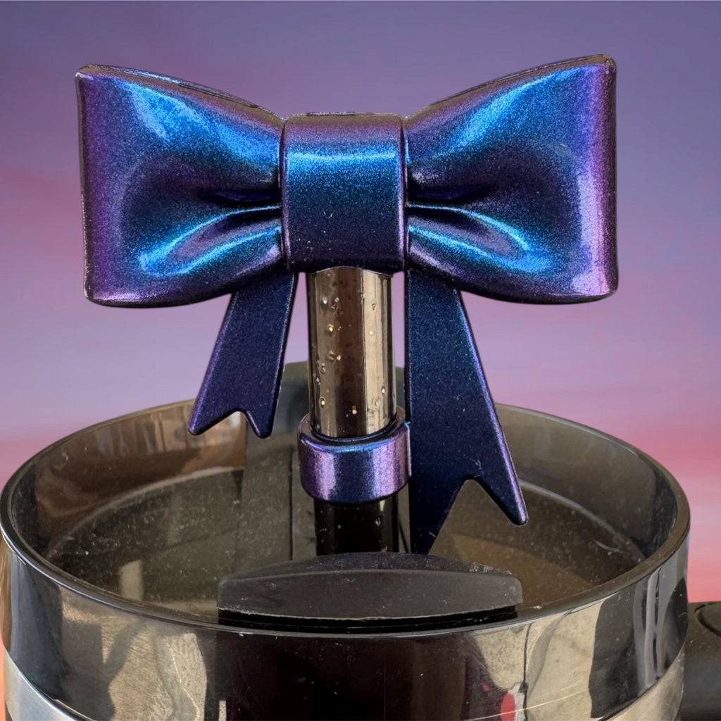 Big Bow Straw Topper Chameleon Royal Blue Shimmer