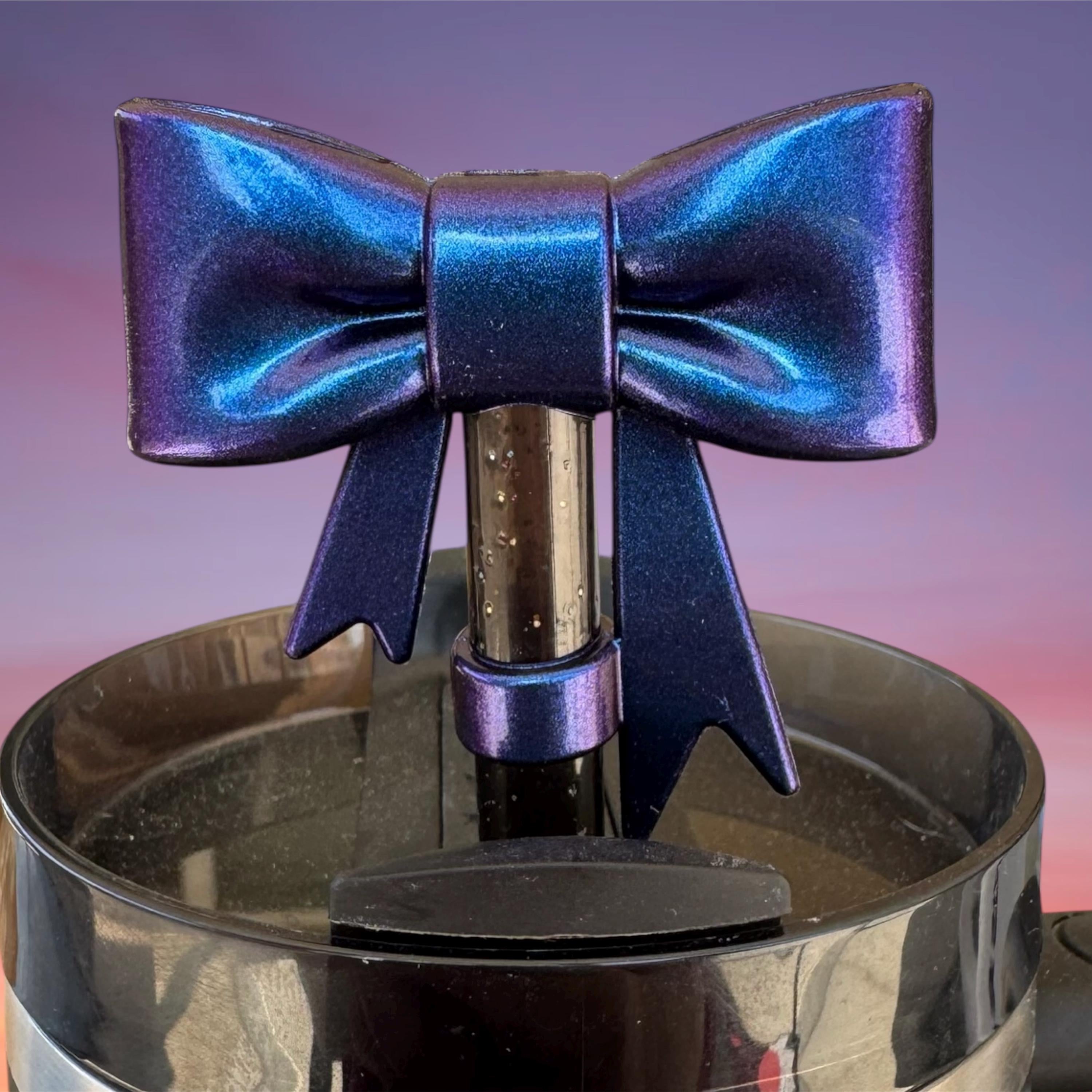 Big Bow Straw Topper Chameleon Royal Blue Shimmer