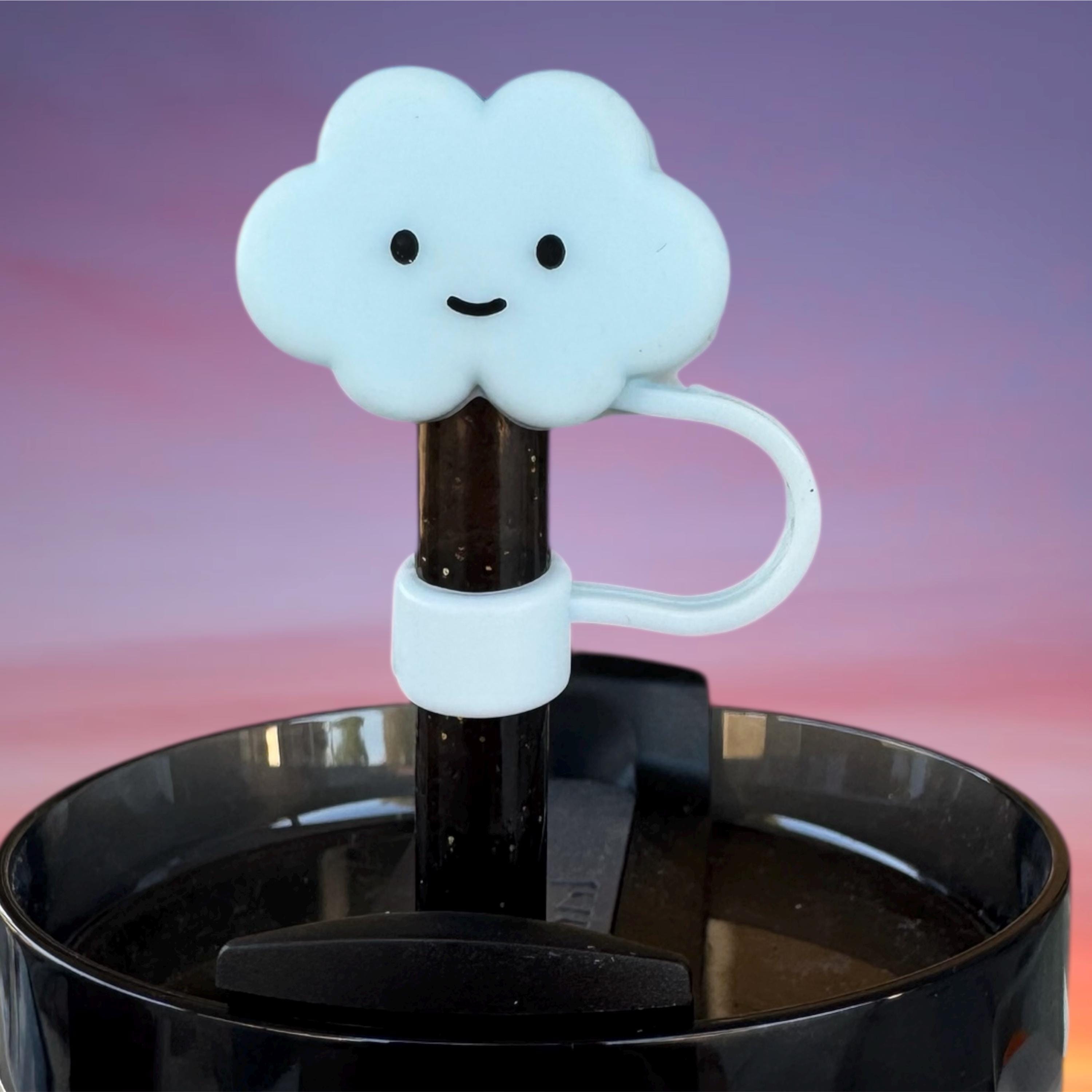 Straw Topper, Cute Blue Cloud