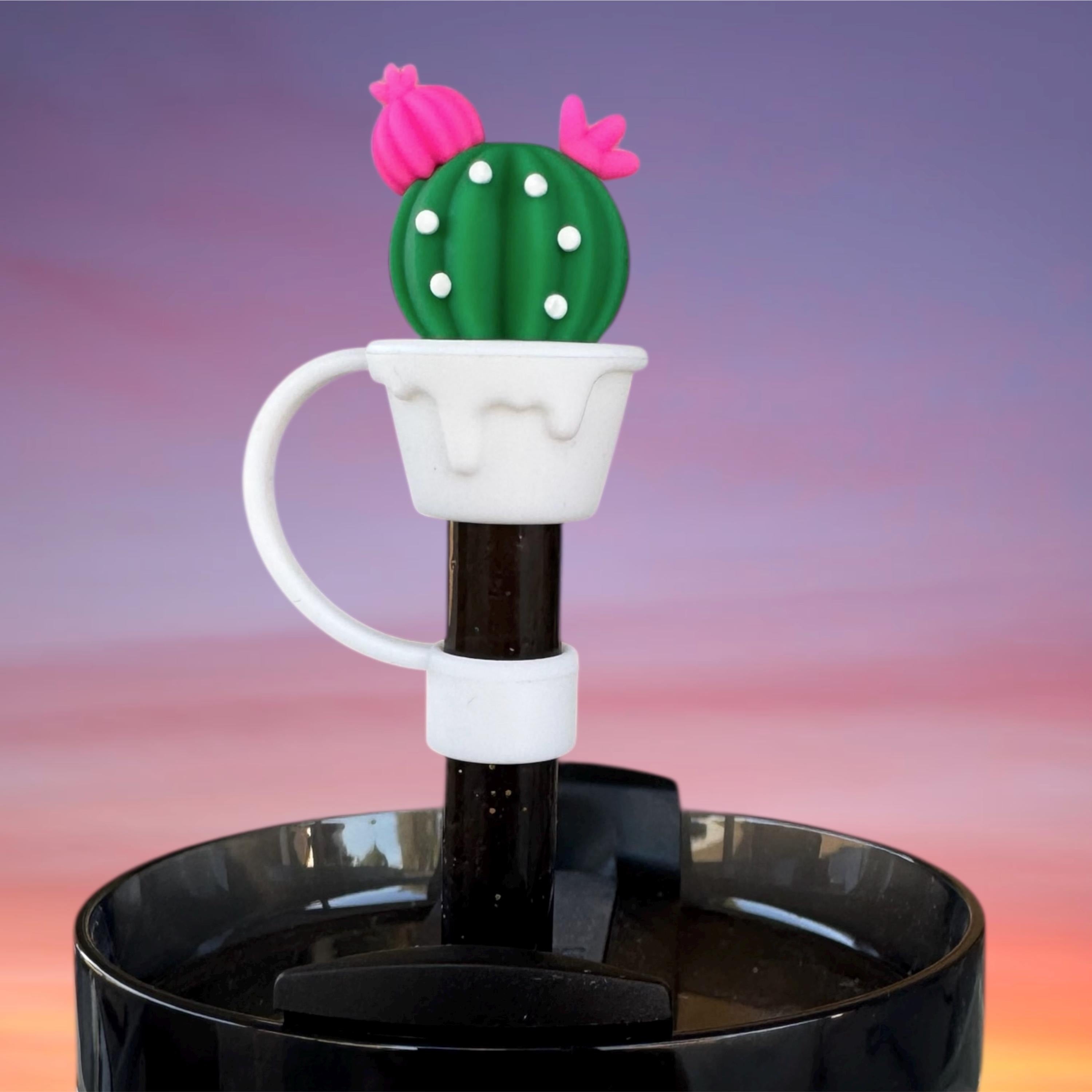Straw Topper, Cute Cactus Pot