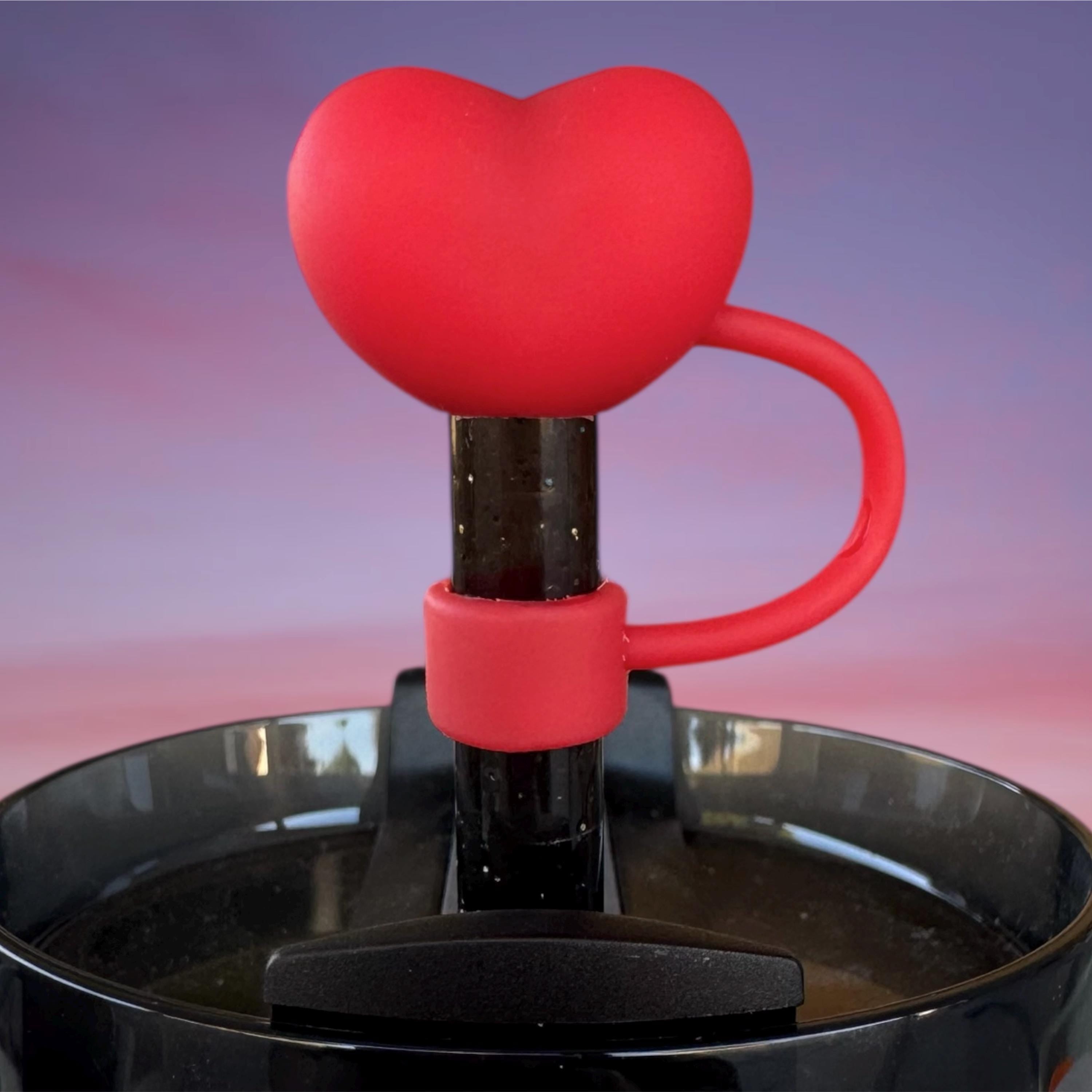 Straw Topper, Red Heart