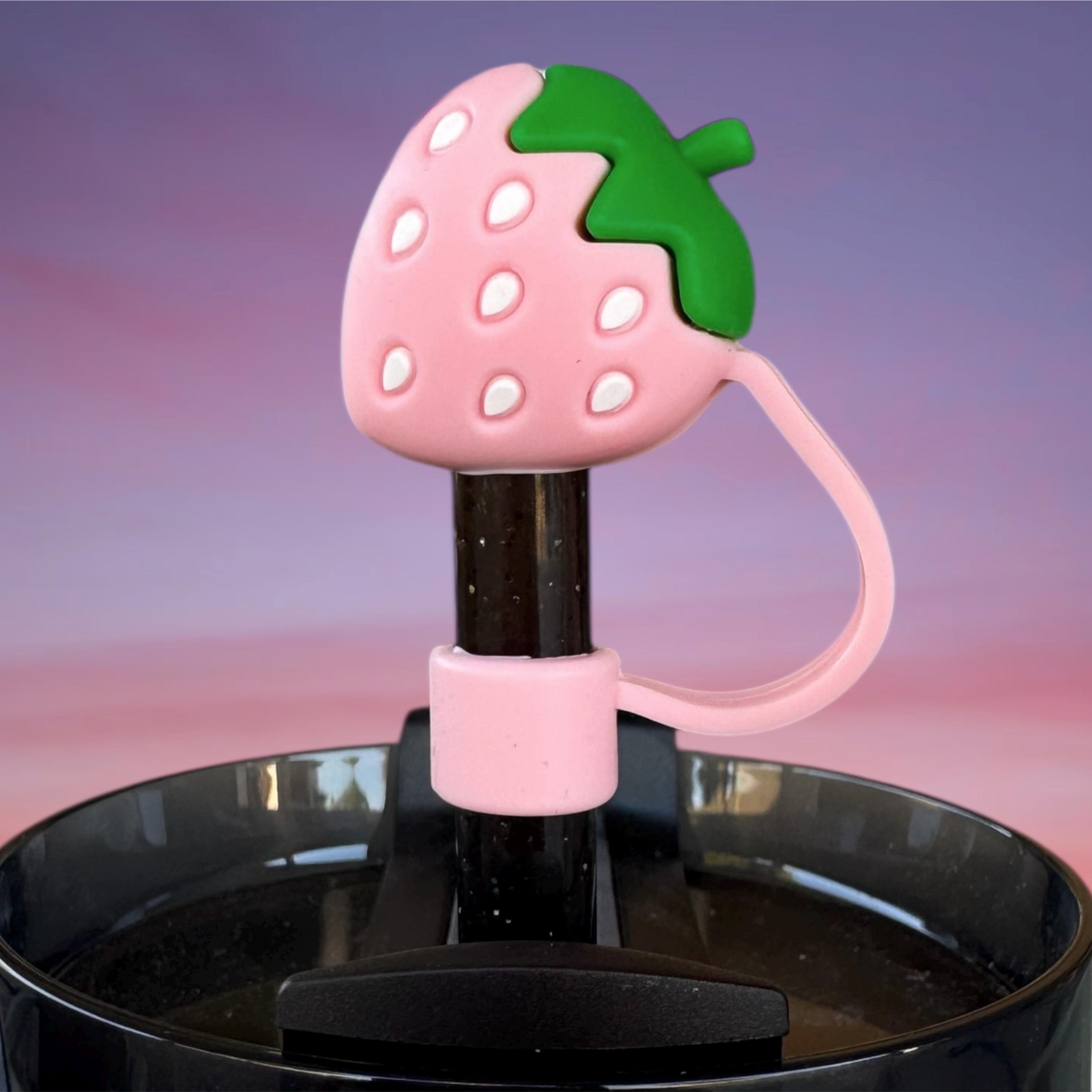 Pink Strawberry Straw Topper