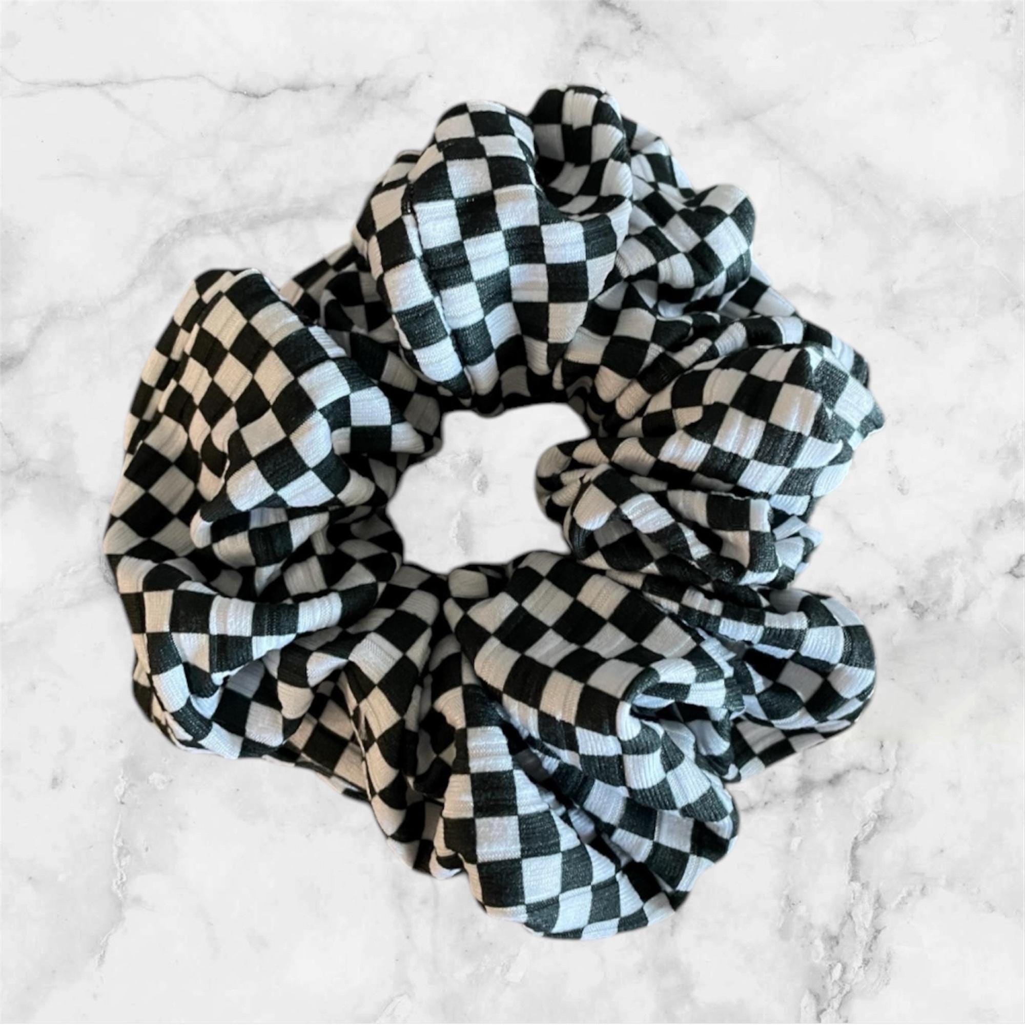 Extra Large Scrunchie, Black & White Checker