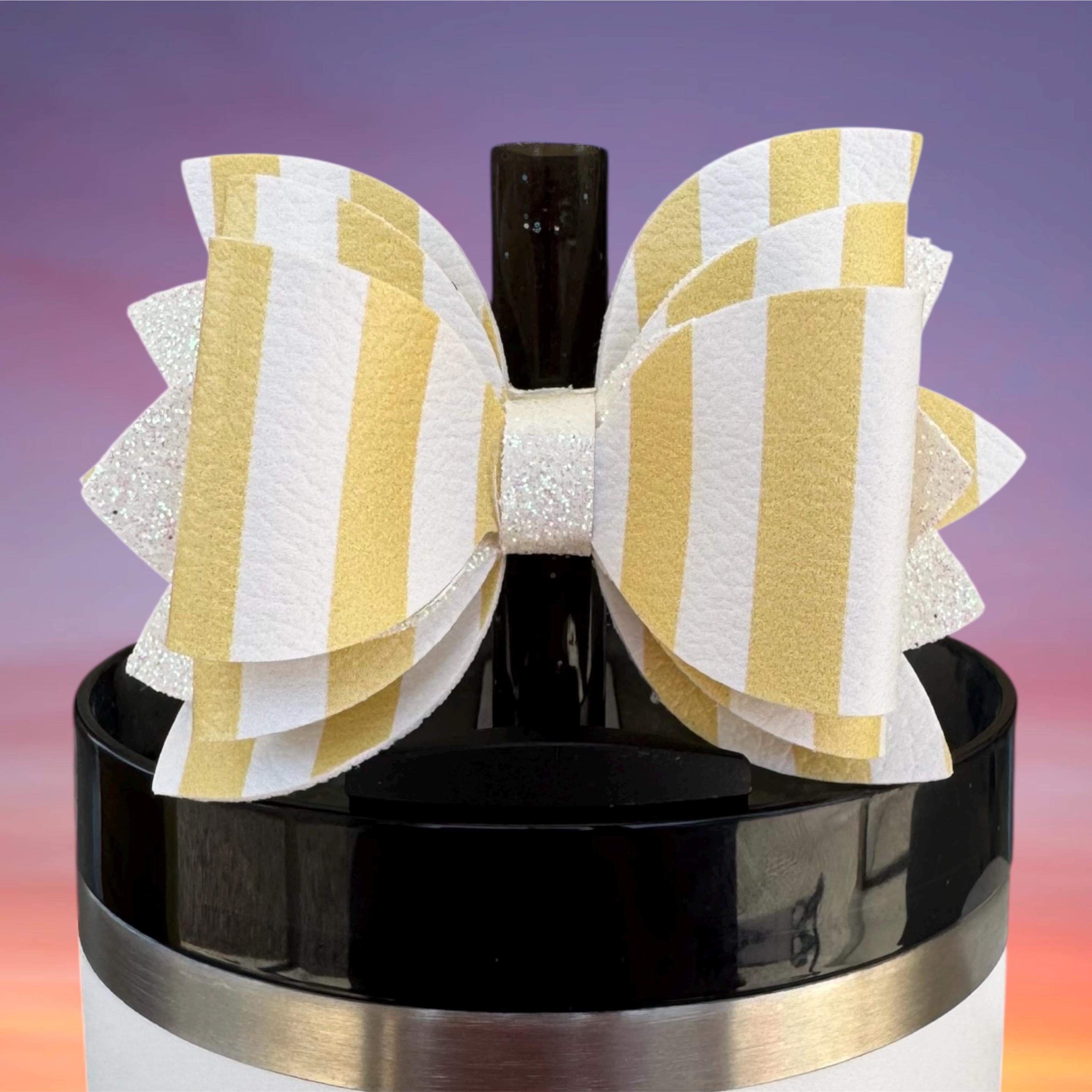 Leather Bow, Light Yellow Stripes for Butter Cabana Gloss Stanley