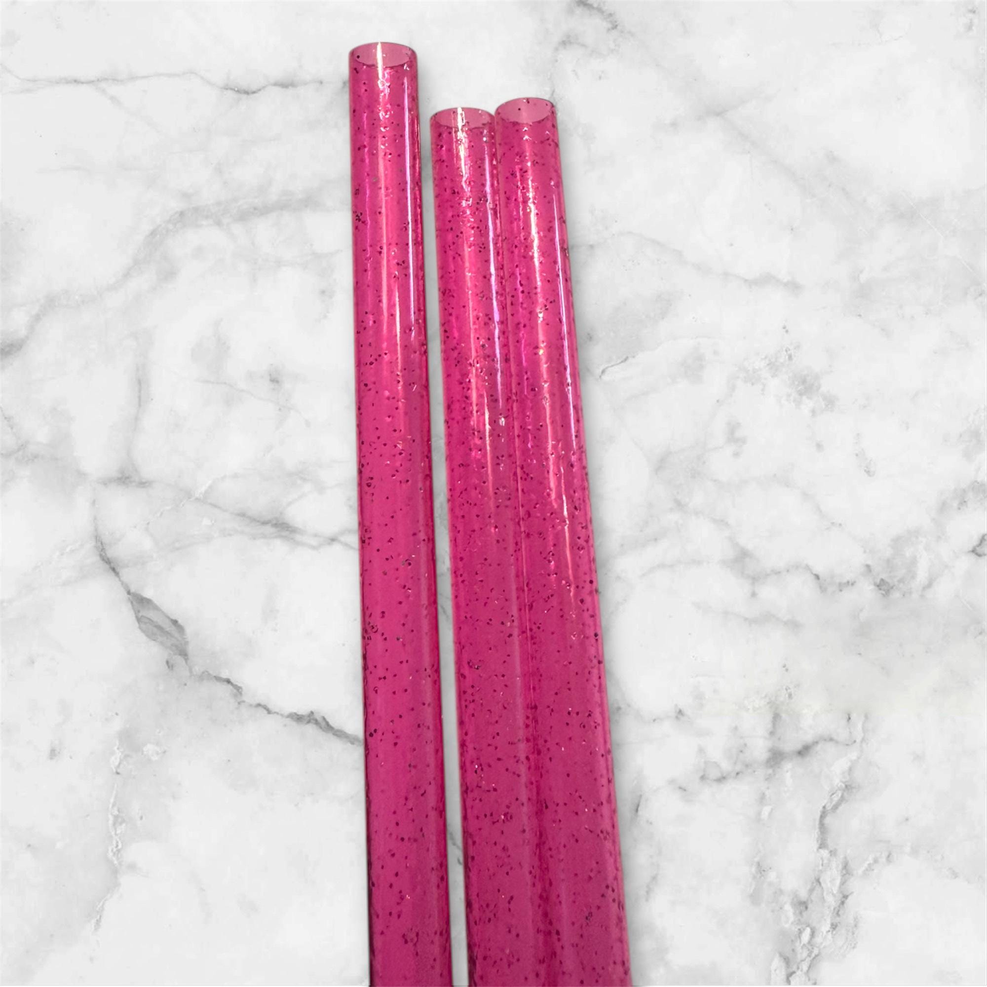 Hot Pink Glitter Tumbler Straw