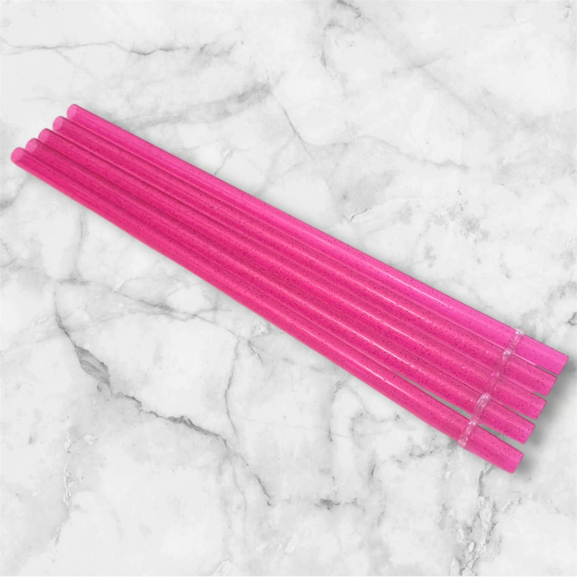 Hot Pink Glitter Tumbler Straw