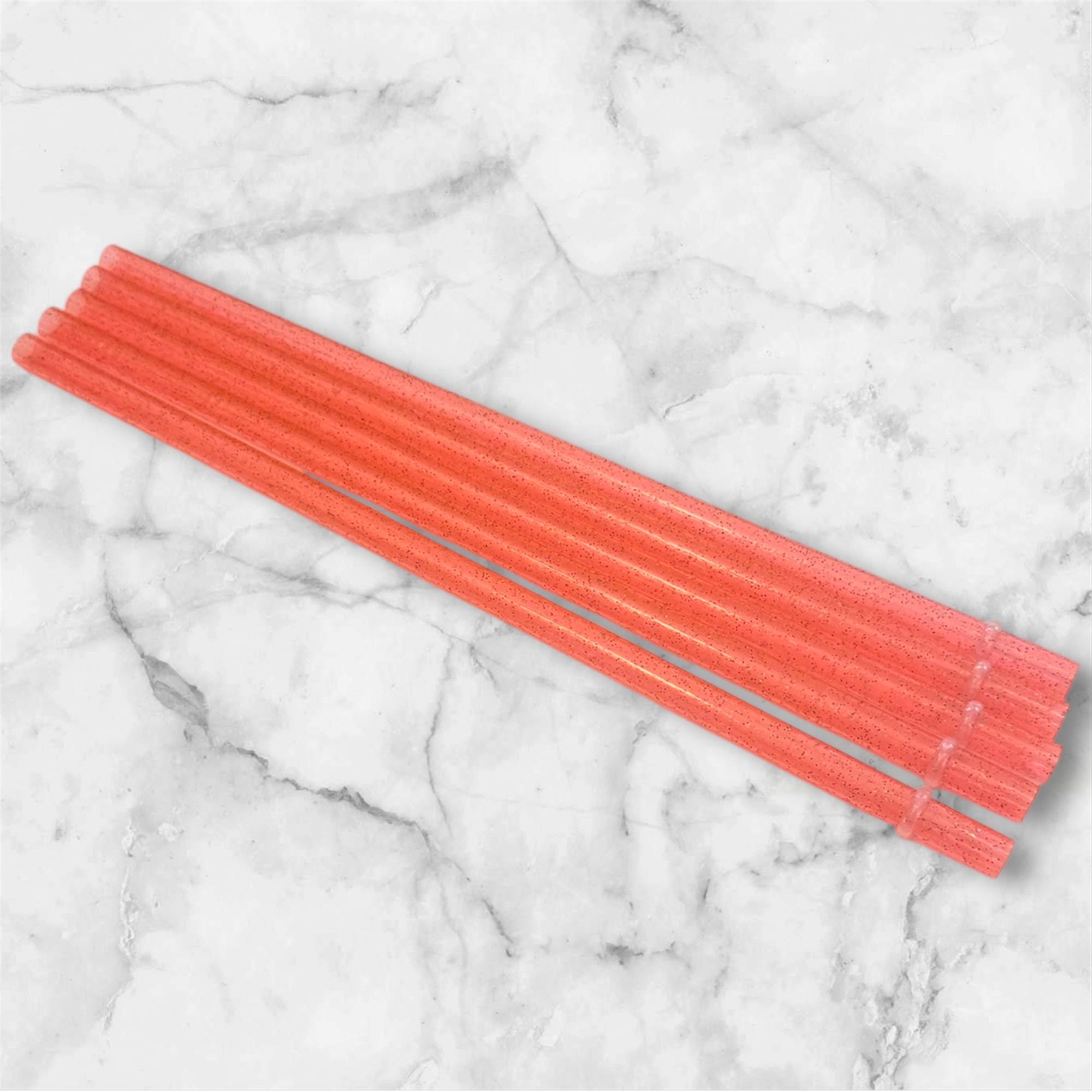 Orange Glitter Tumbler Straw