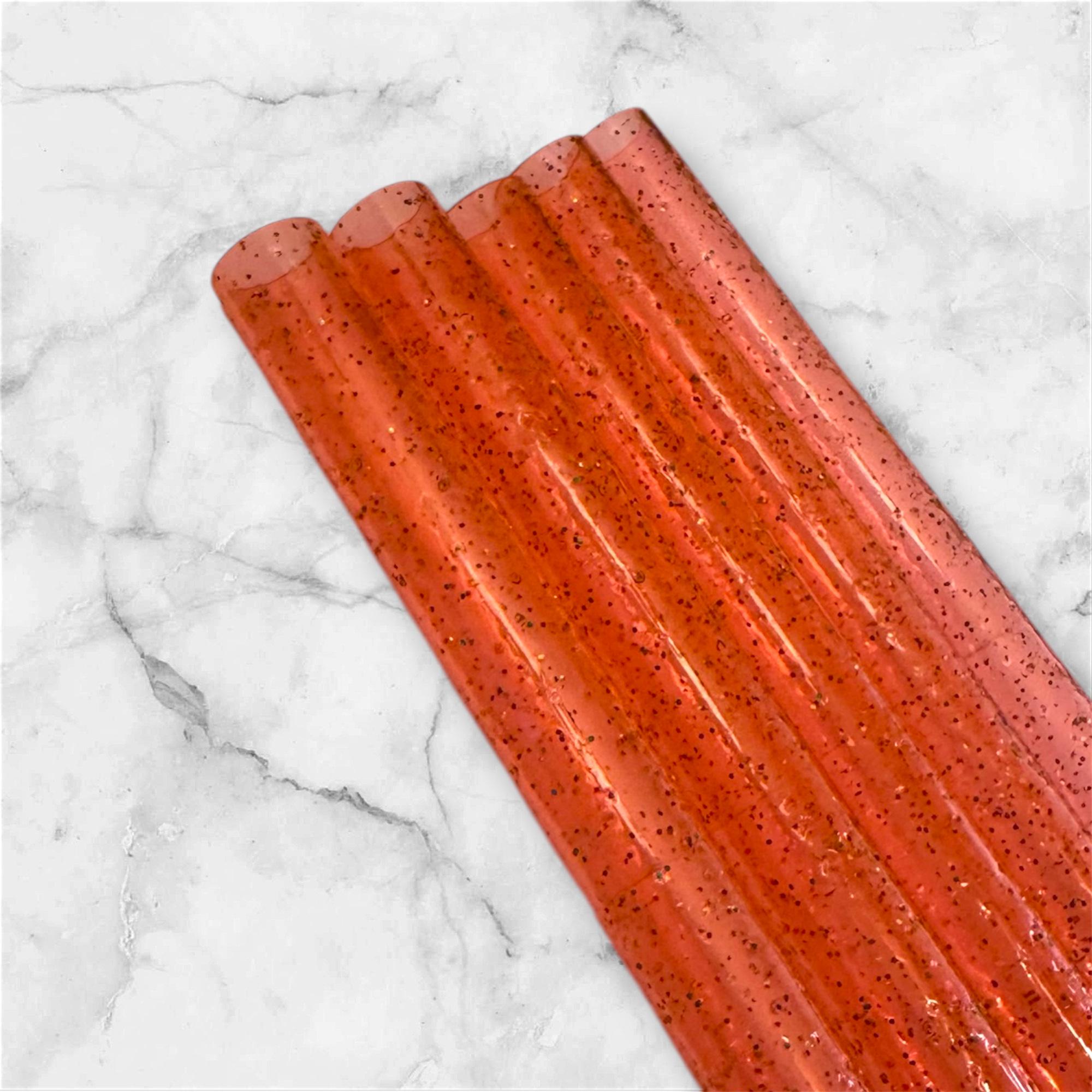Orange Glitter Tumbler Straw
