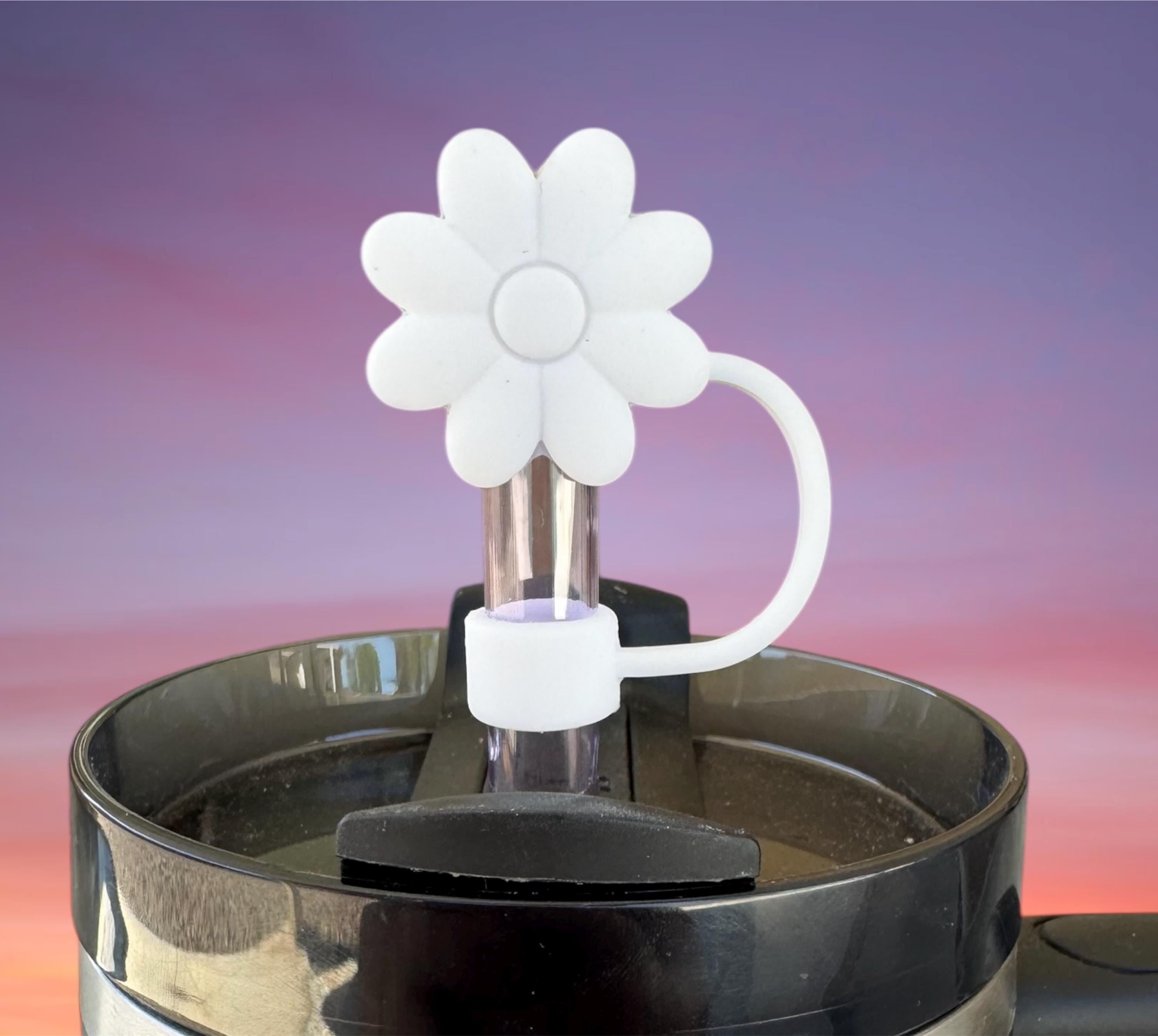 White Daisy Straw Topper
