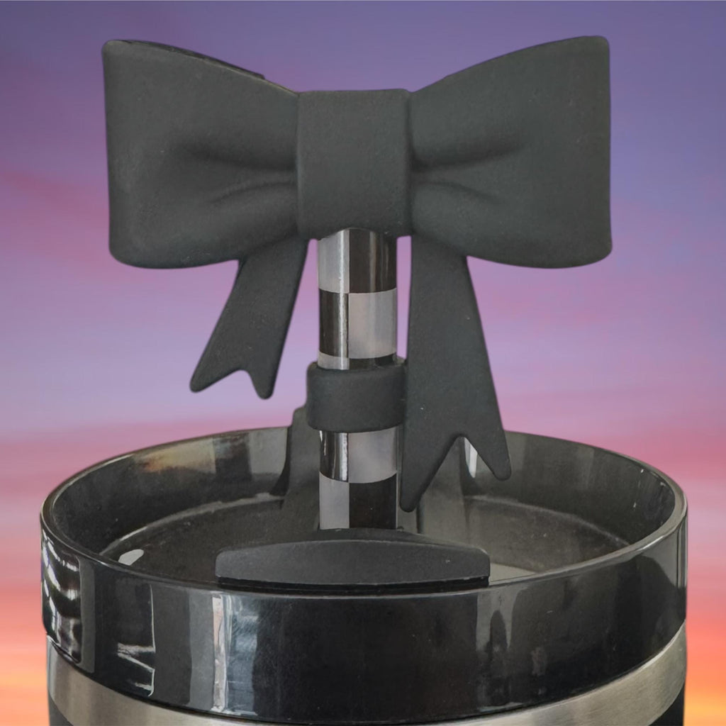 Big Bow Straw Topper, Black
