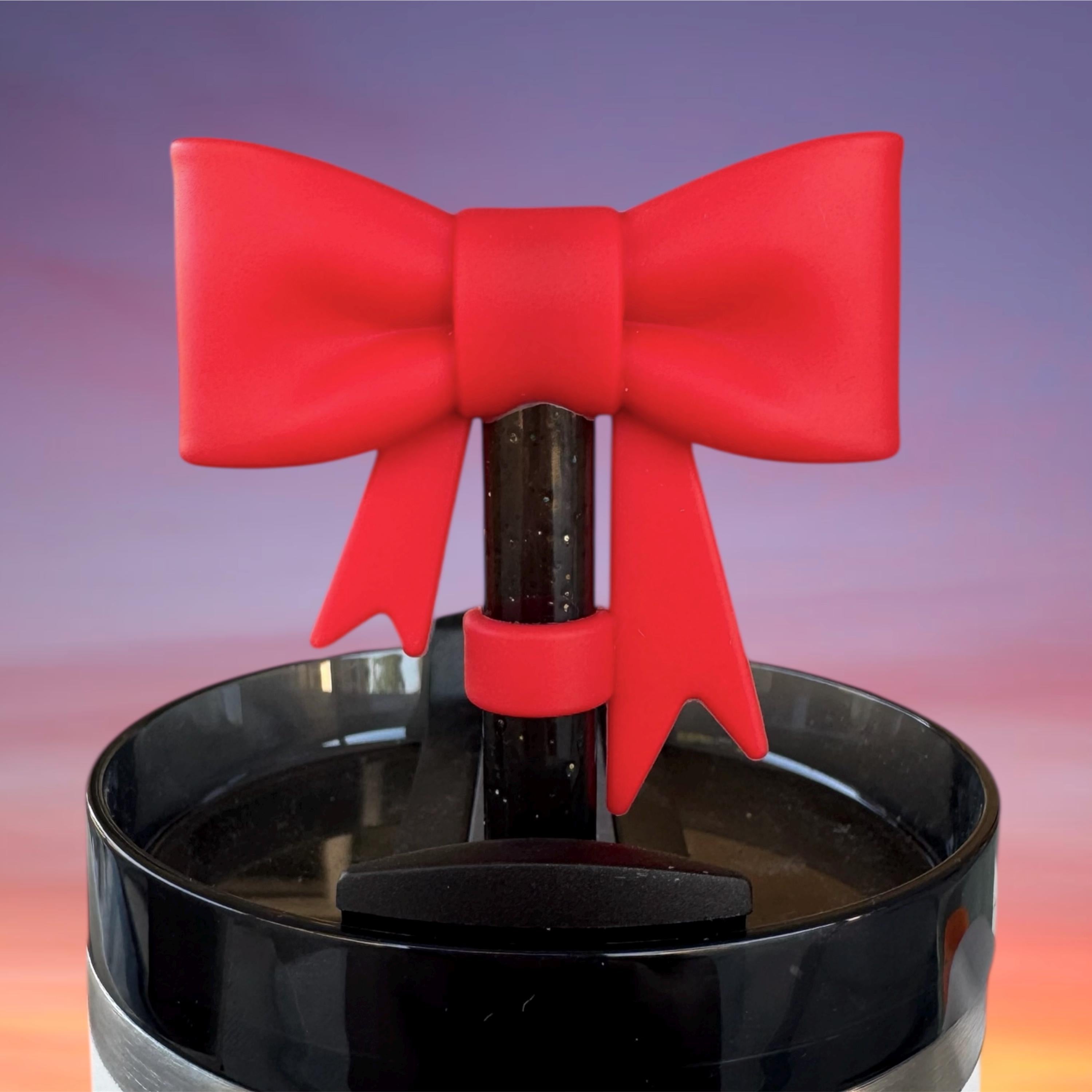 Big Bow Straw Topper, Red