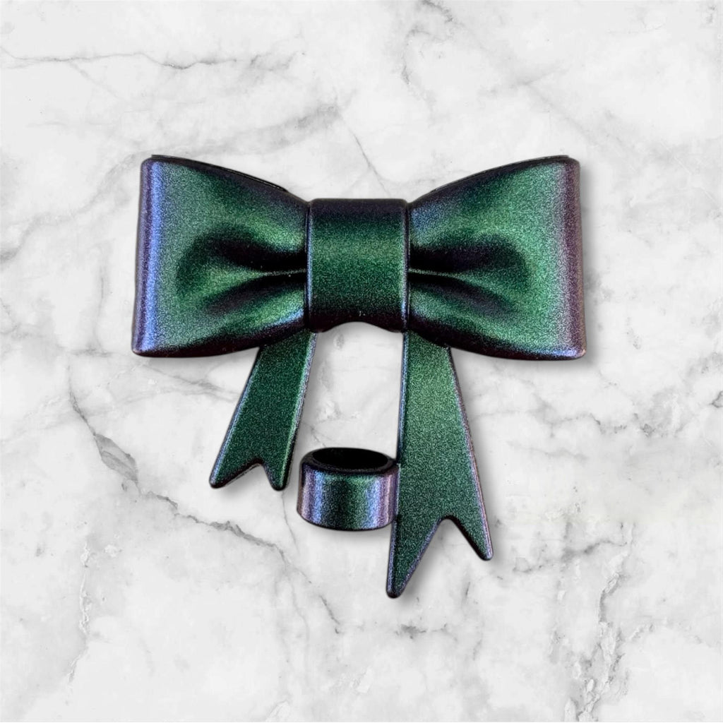 Big Bow Straw Topper, Chameleon Emerald Shimmer