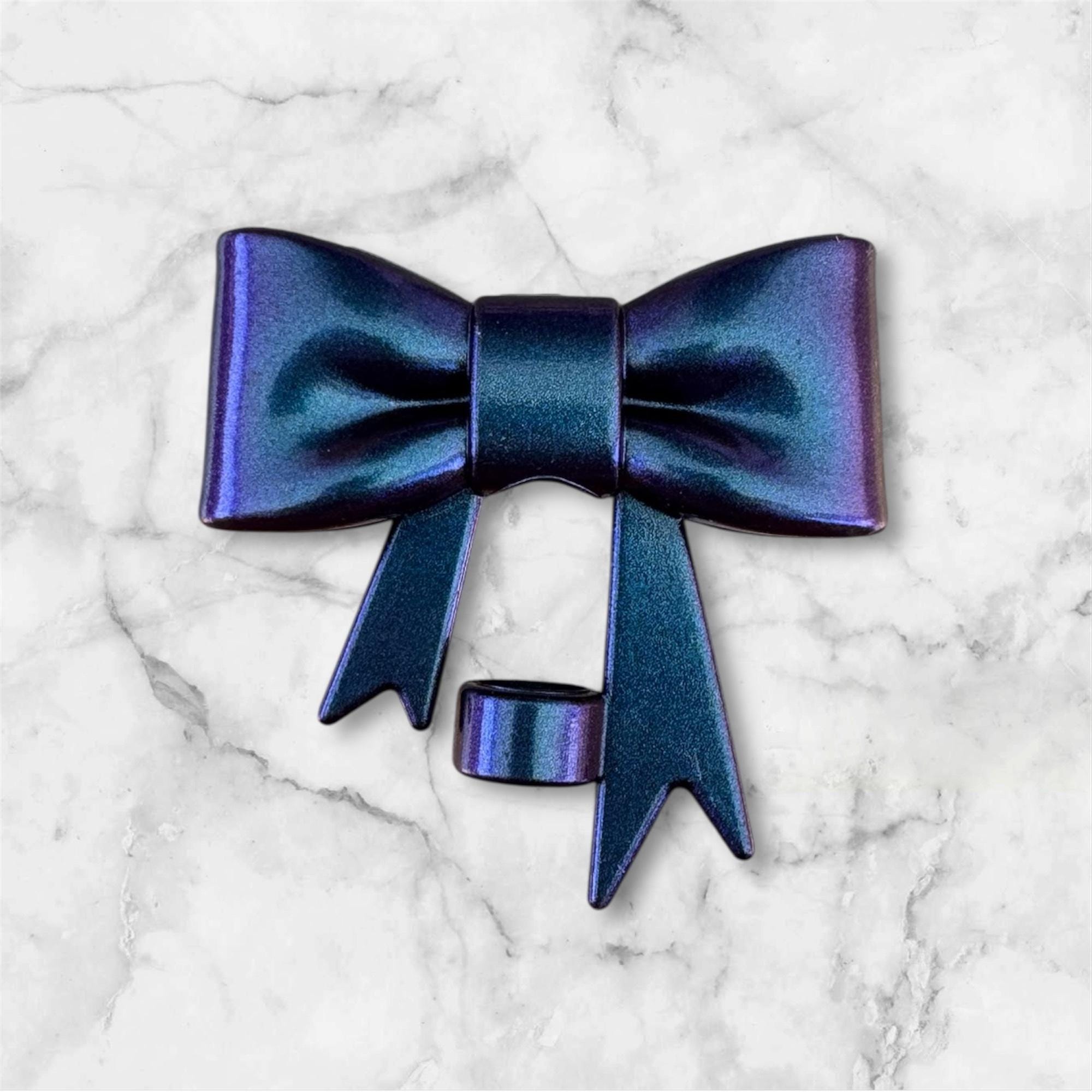 Big Bow Straw Topper Chameleon Royal Blue Shimmer