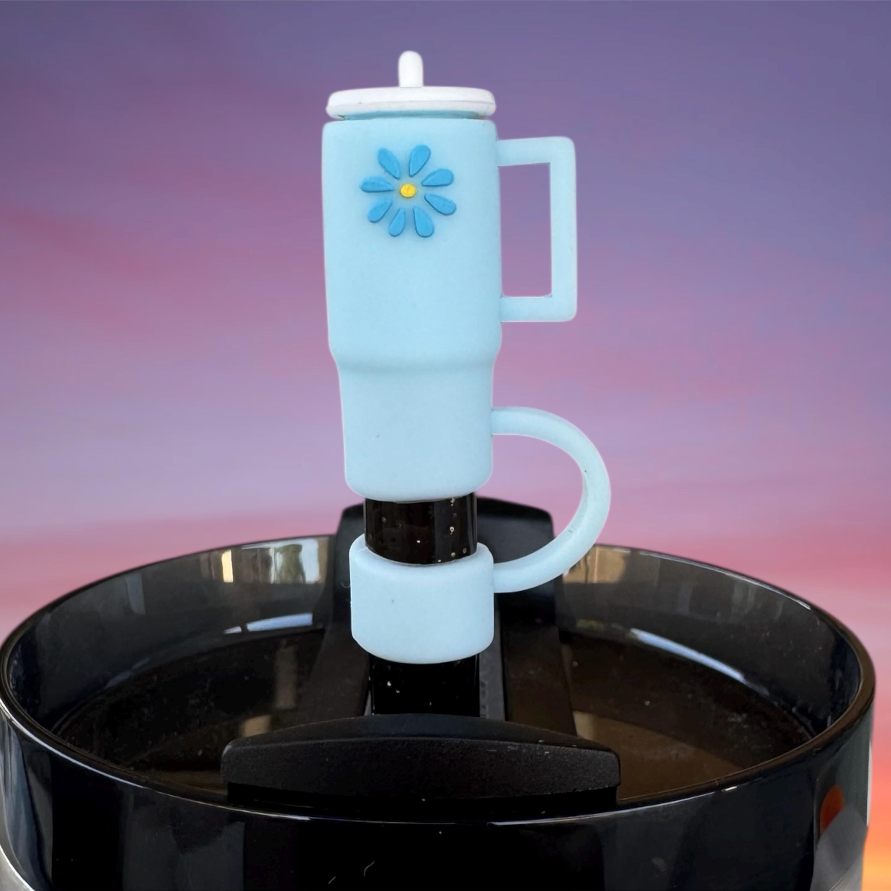 Straw Topper, Cute Blue Tumbler
