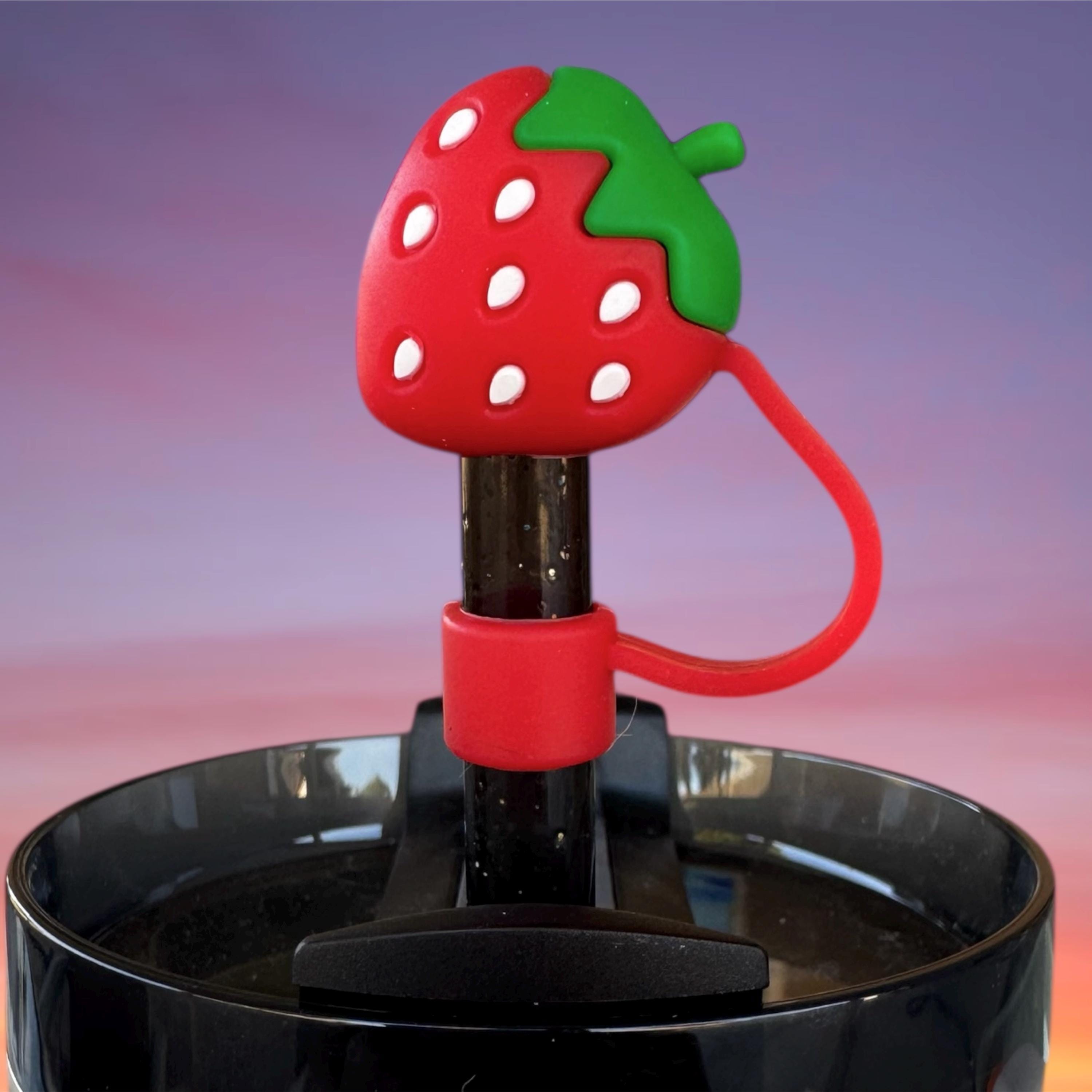 Red Strawberry Straw Topper