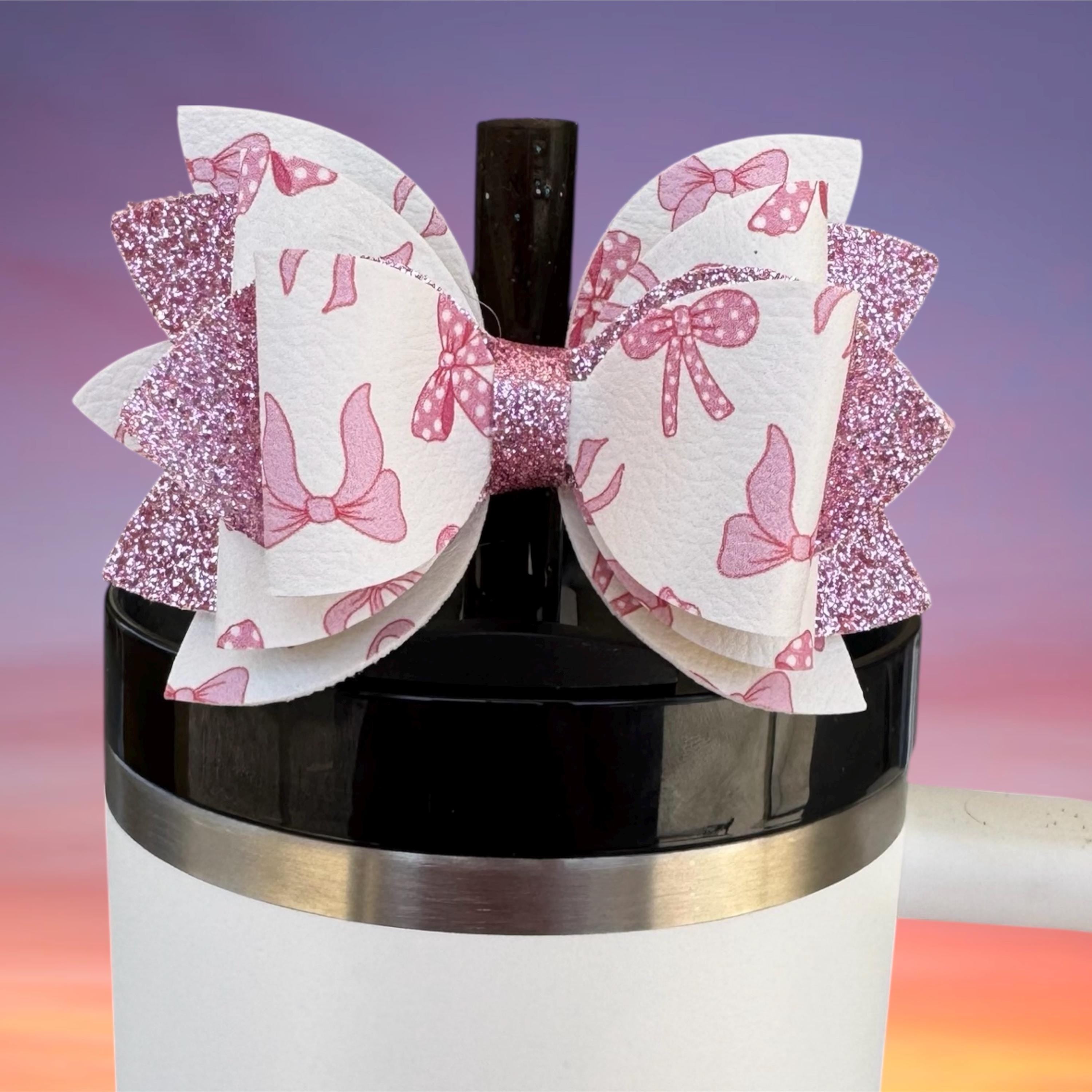 Leather Bow, Pink Bows and Pink Glitter