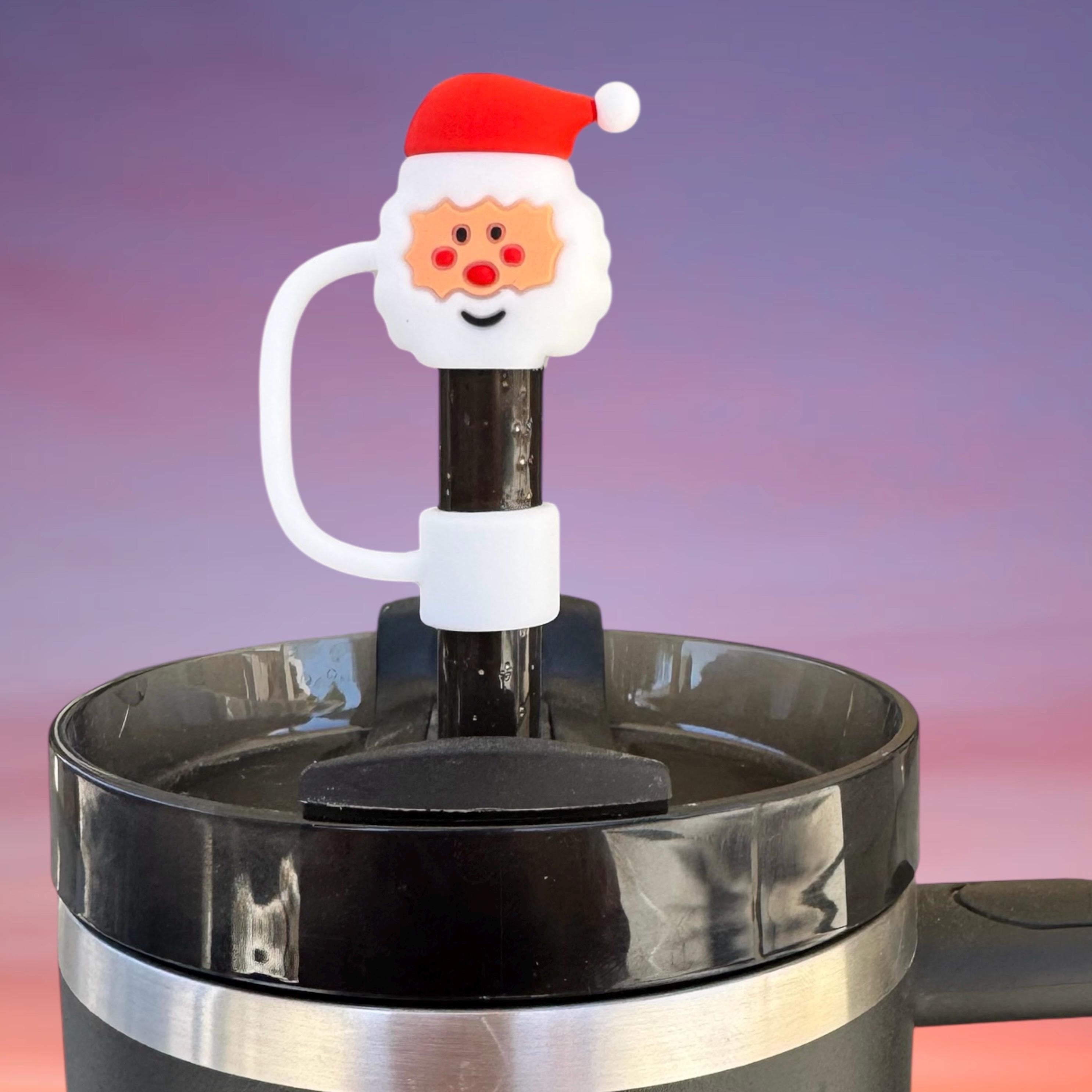 Straw Topper, Cute Christmas Santa Claus