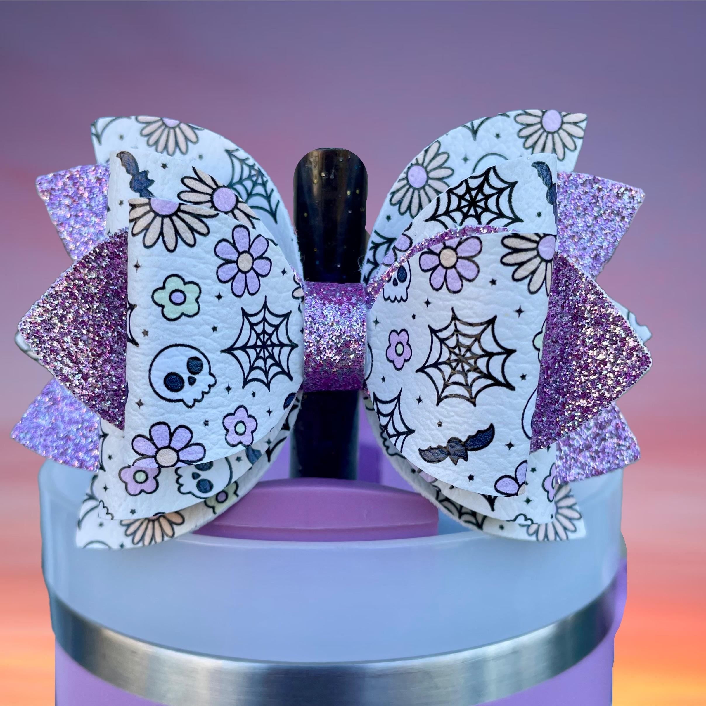 Leather Bow, Cute Retro Halloween and Pinkish Purple Glitter