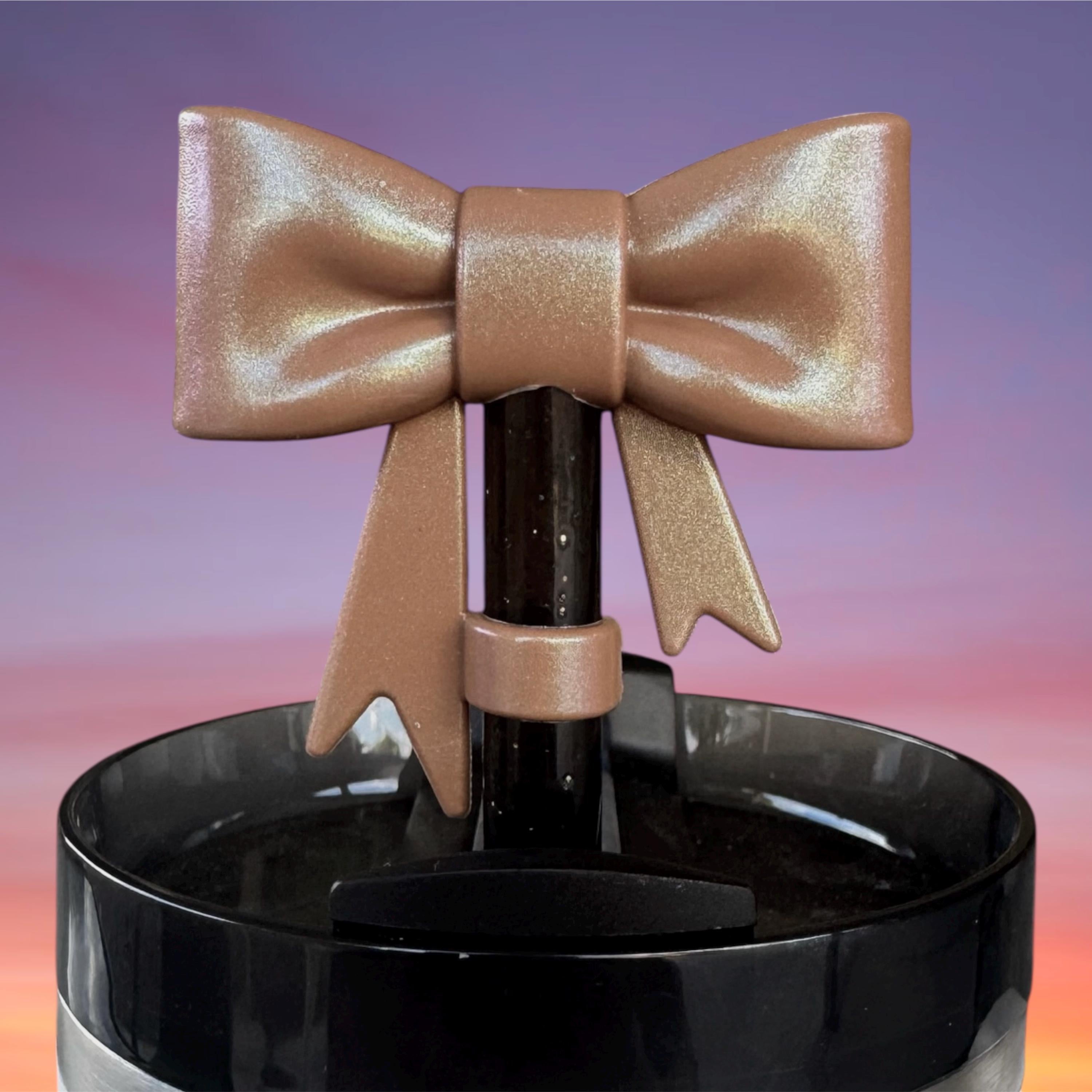 Big Bow Straw Topper - Opal Brown Shimmer