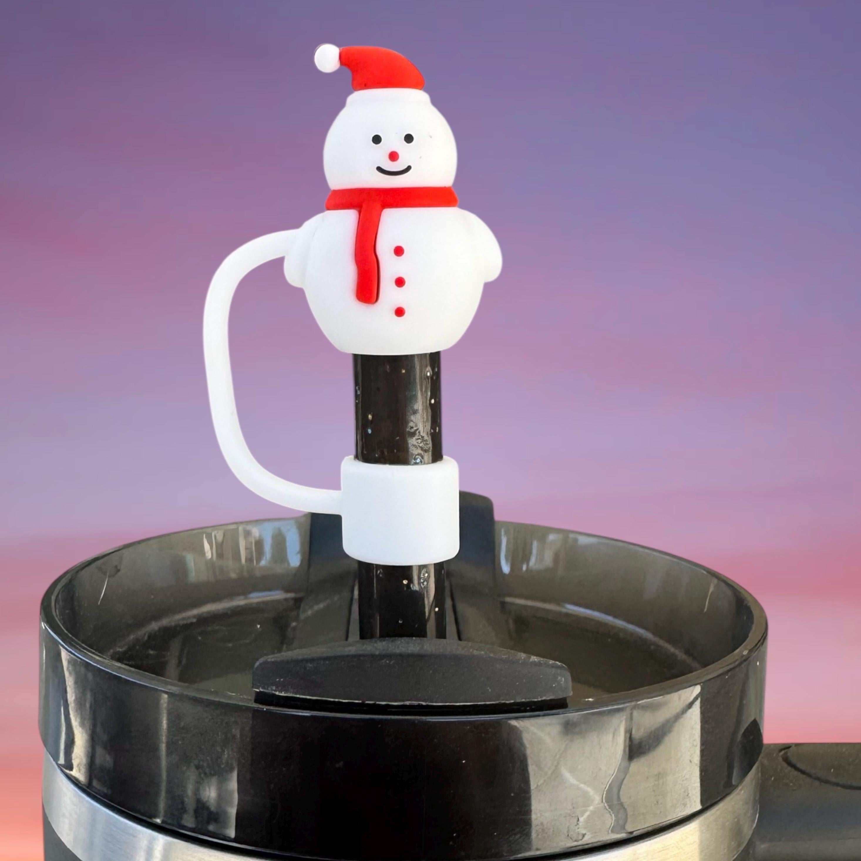 Straw Topper, Cute Christmas Snowman